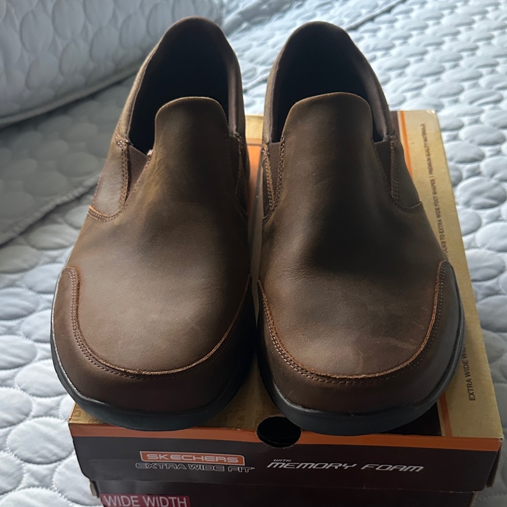 Skechers Men's Wide Fit Dark Brown Shoes